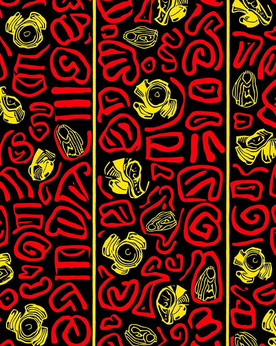 Bold Abstract Red Yellow Pattern Design Rug