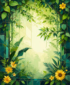Lush Greenery Yellow Floral Motif Rug