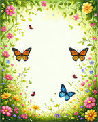 Spring Meadow Butterflies Floral Design Rug