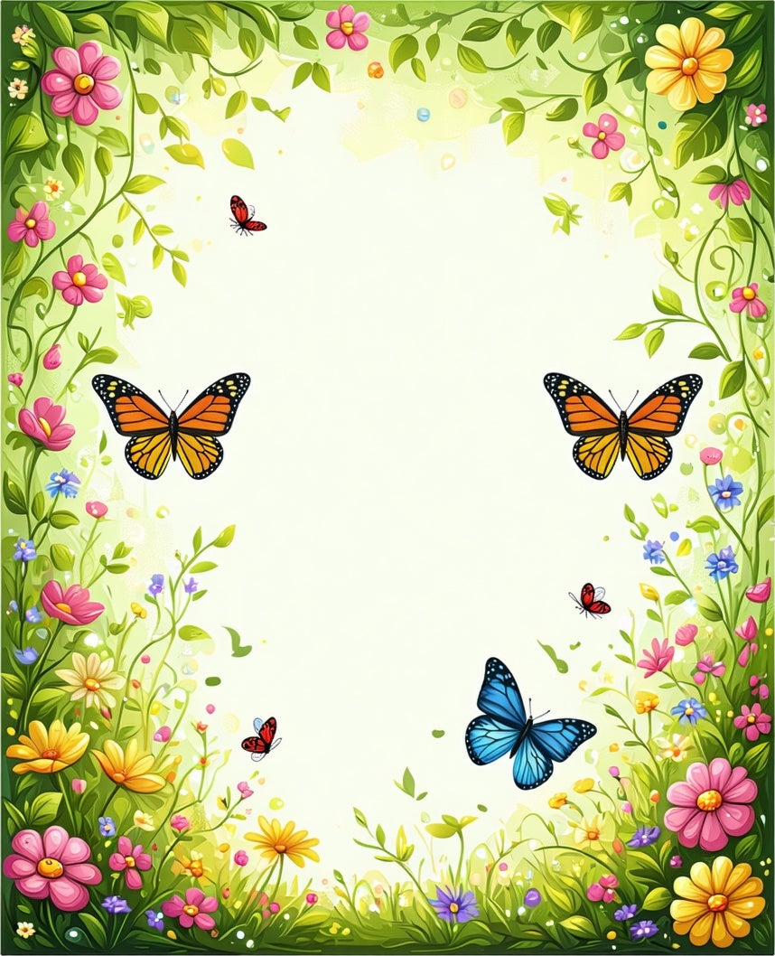 Spring Meadow Butterflies Floral Design Rug