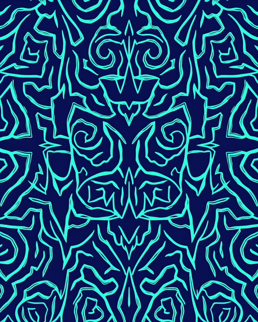 Electric Blue Abstract Swirl Pattern Rug