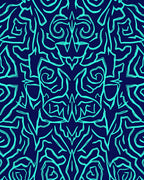 Electric Blue Abstract Swirl Pattern Rug
