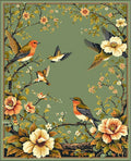 Ornate Bird Floral Nature Pattern Rug