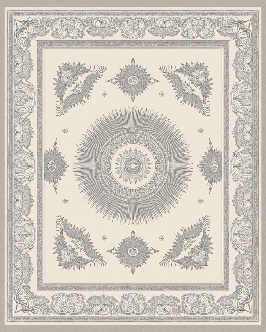 Detailed Sunburst With Floral Accents Rug