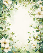 Elegant Floral Vine Watercolor Design Rug