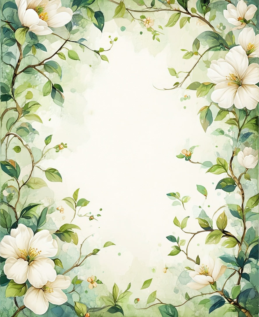 Elegant Floral Vine Watercolor Design Rug