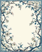 Vintage Branch and Blossom Scroll Border Rug