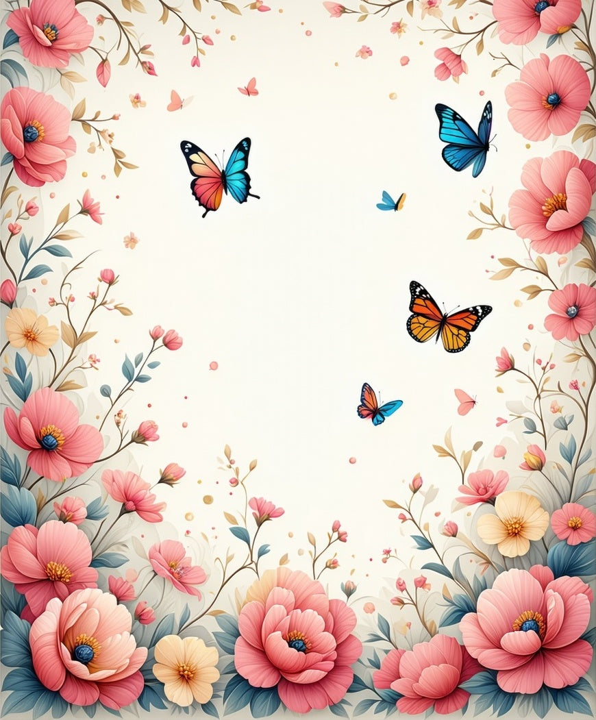 Whimsical Floral Butterflies Pattern Rug