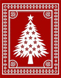 Red White Holiday Tree Border Rug