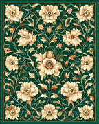 Cream Floral Vines Garden Pattern Rug