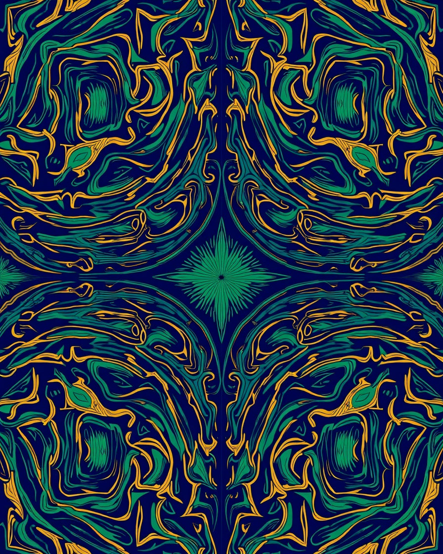 Deep Blue Emerald Swirl Pattern Rug