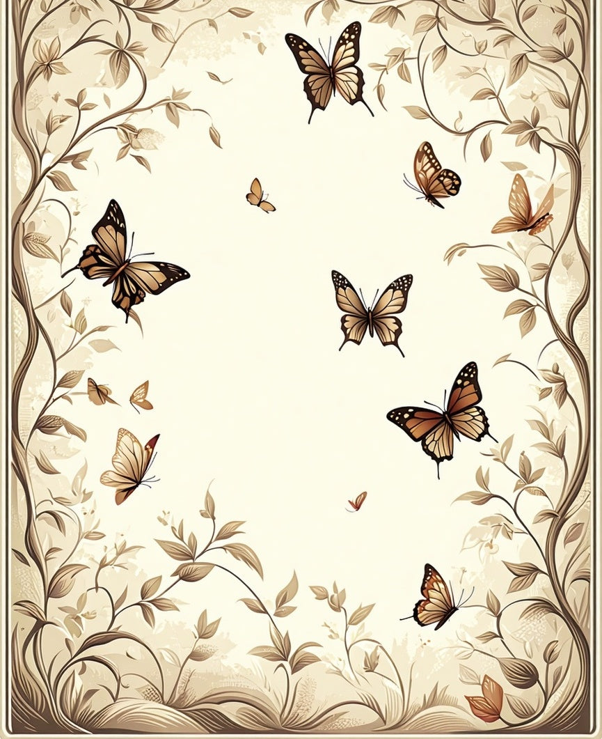 Earthy Tones Butterfly Vine Design Rug
