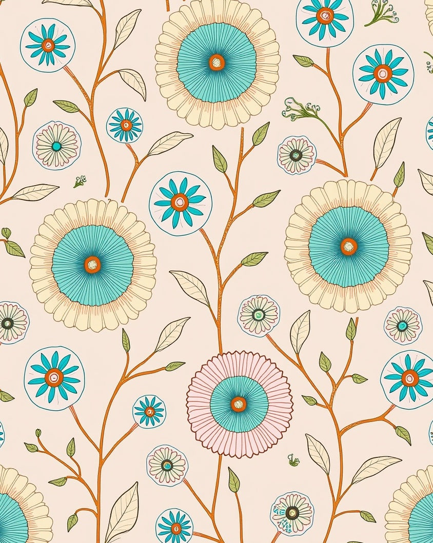 Retro Floral Vine Pattern Rug