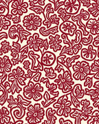 Ornate Red Floral Vine Pattern Rug