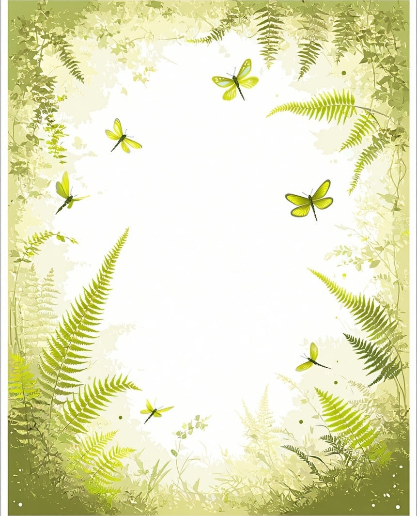 Lush Ferns Dragonfly Garden Pattern Rug
