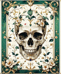 Elaborate Skull Floral Pattern Rug