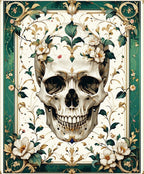 Elaborate Skull Floral Pattern Rug