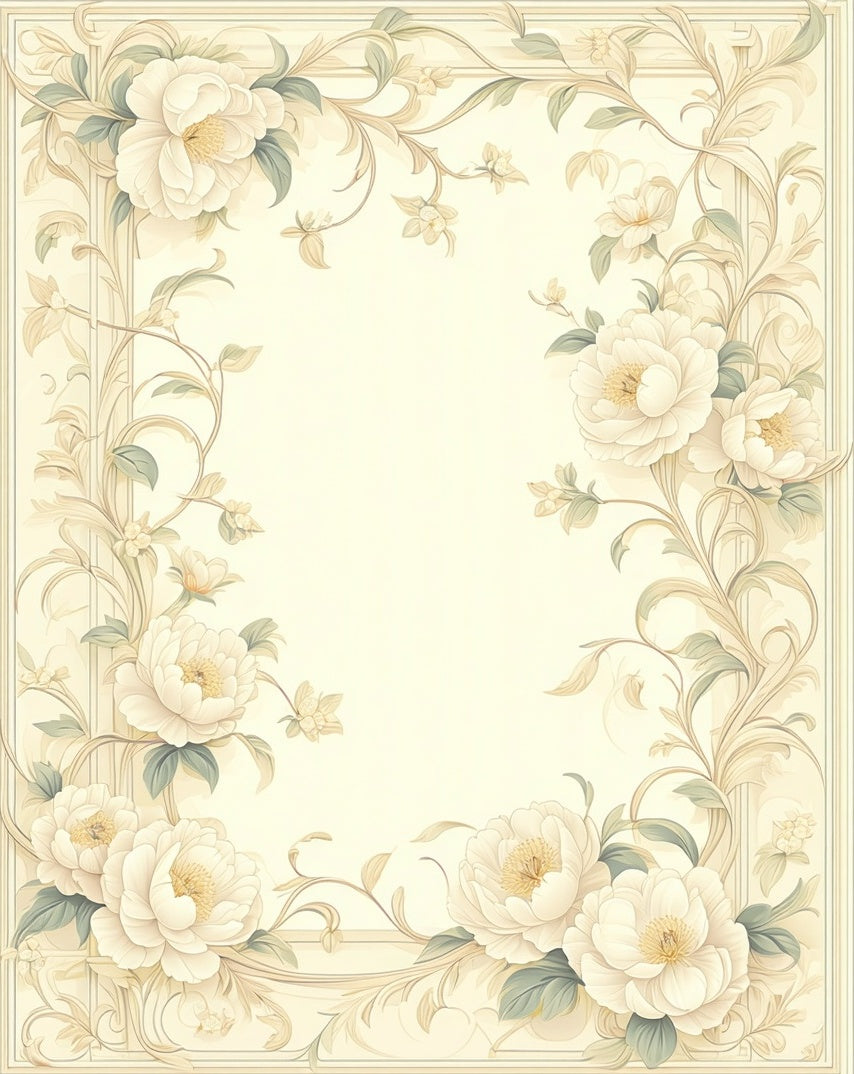 Elegant Floral Scrollwork Cream Rug