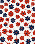 Retro Red Blue Floral Connection Rug