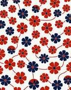 Retro Red Blue Floral Connection Rug