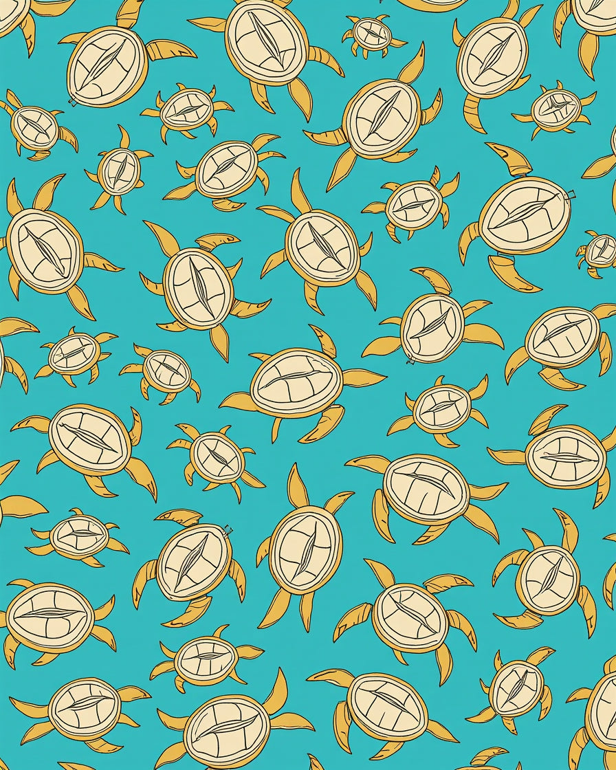 Whimsical Yellow Turtle Pattern Rug