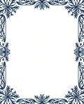 Navy Blue Floral Corner Frame Rug