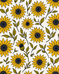 Golden Yellow Sunflower Botanical Pattern Rug