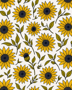 Golden Yellow Sunflower Botanical Pattern Rug