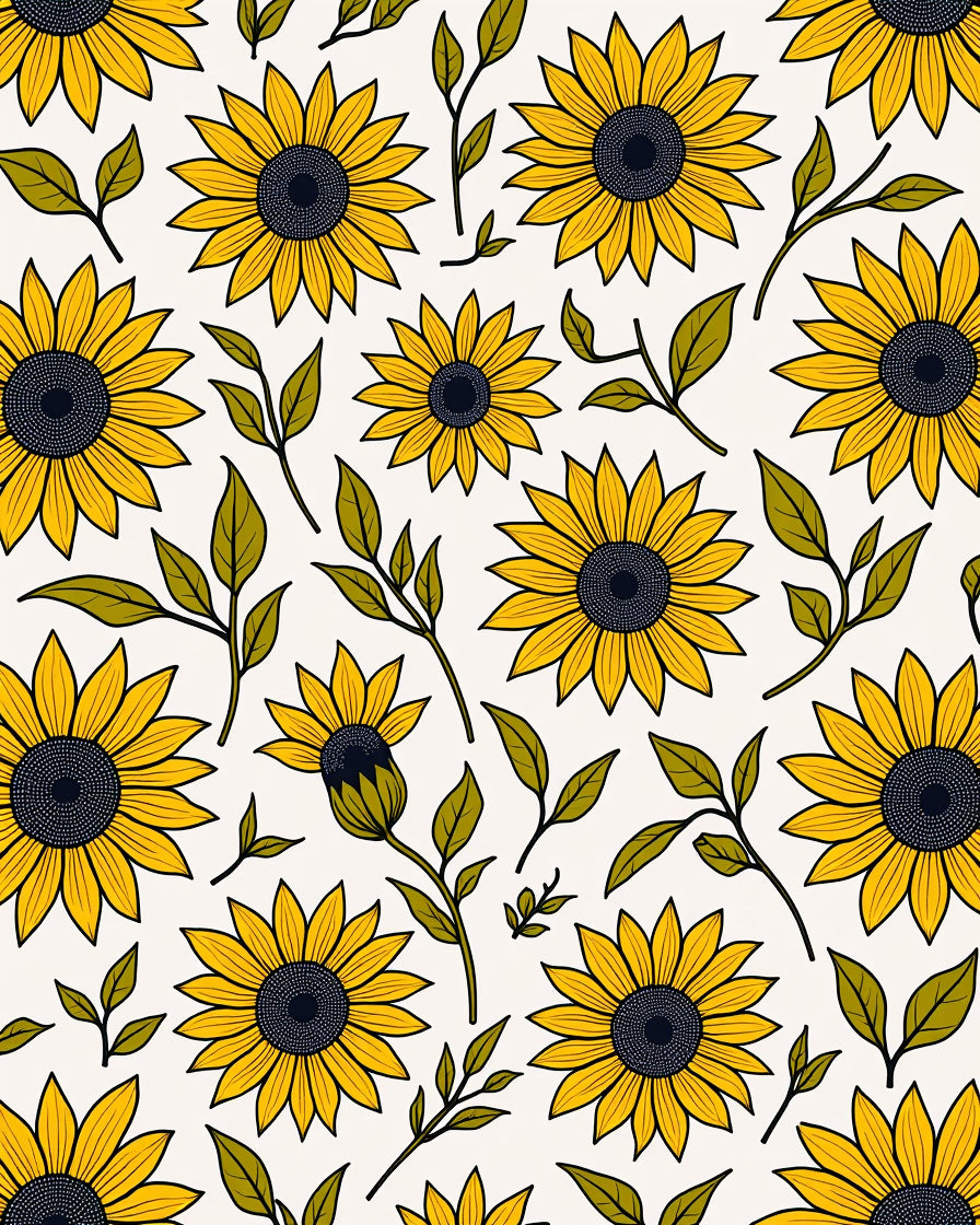 Golden Yellow Sunflower Botanical Pattern Rug