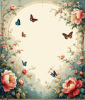 Whimsical Floral Butterfly Scene Rug