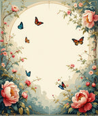 Whimsical Floral Butterfly Scene Rug
