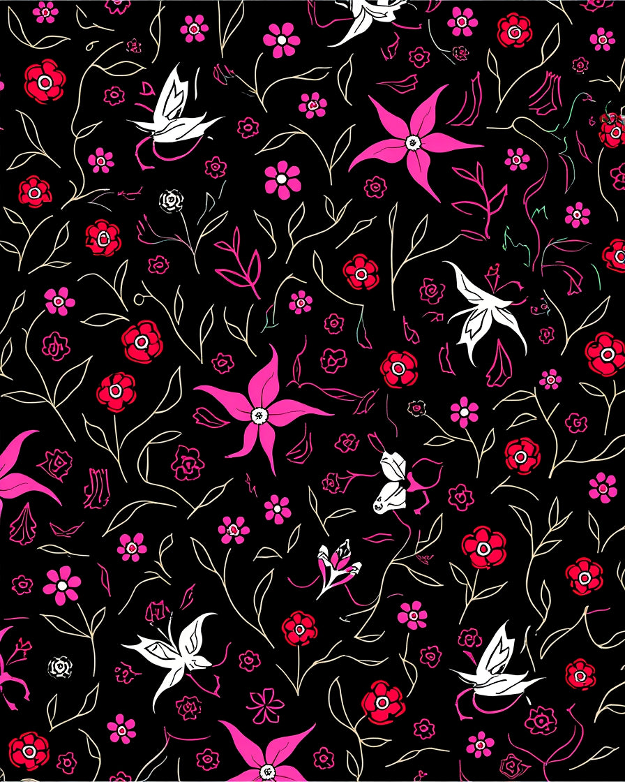 Whimsical Floral Butterfly Pattern Rug