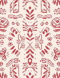 Ornate Red Cream Sketch Pattern Rug