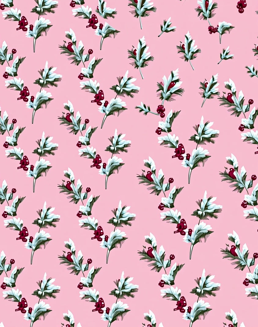 Pink Floral Berry Sprig Arrangement Rug