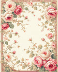 Romantic Pink Cream Rose Vines Rug