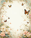 Floral Butterflies Leaves Print Rug