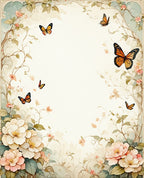 Floral Butterflies Leaves Print Rug