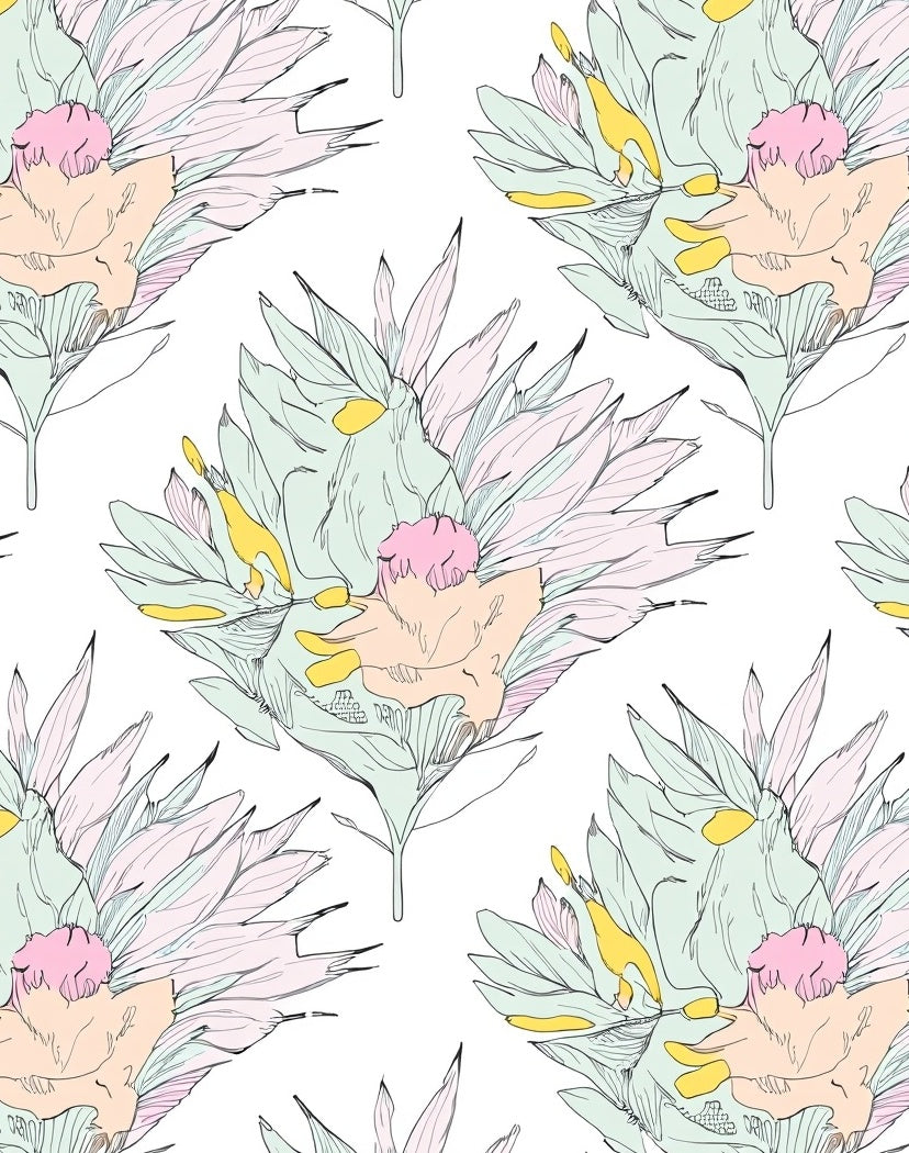 Soft Pastel Floral Botanical Design Rug