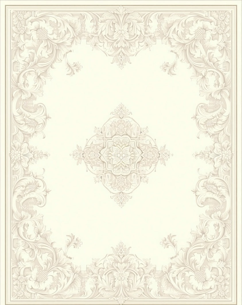 Elegant Cream Floral Relief Design Rug