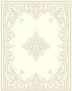 Elegant Cream Floral Relief Design Rug
