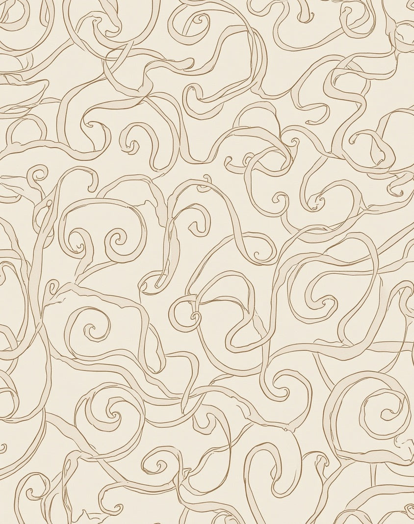 Classic Swirl Tan Abstract Design Rug