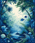 Tropical Aquatic Jungle Scene Rug