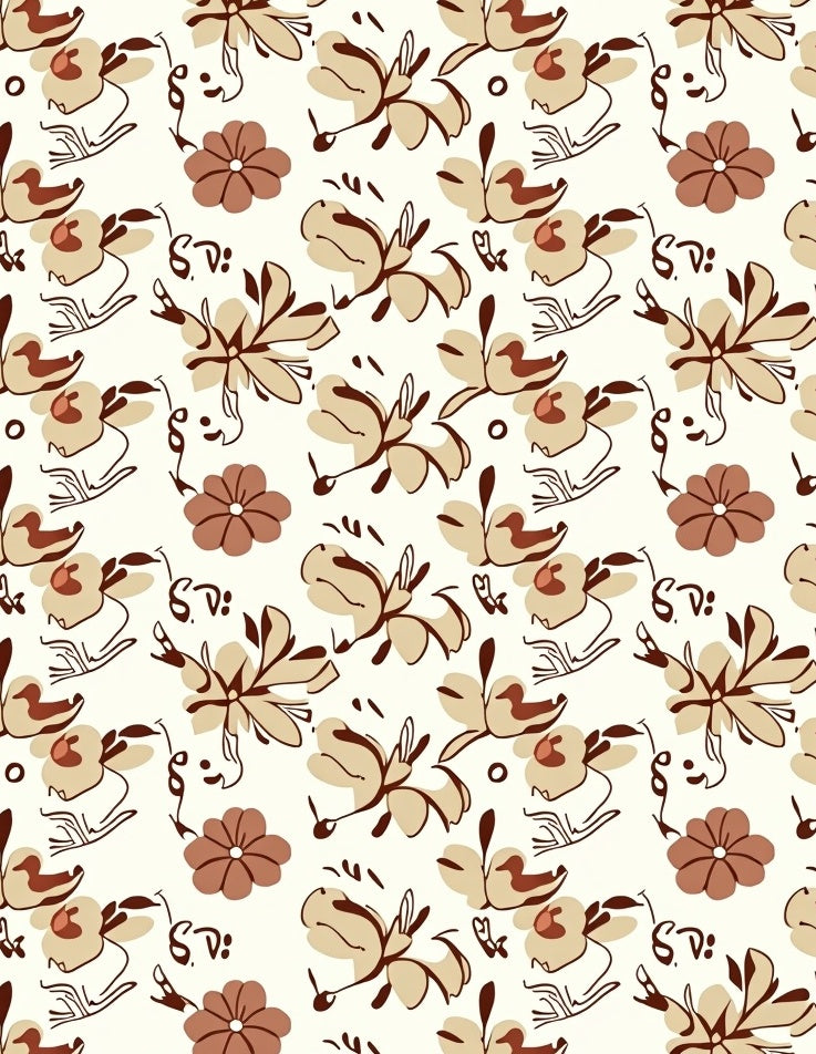 Neutral Tone Abstract Floral Pattern Rug