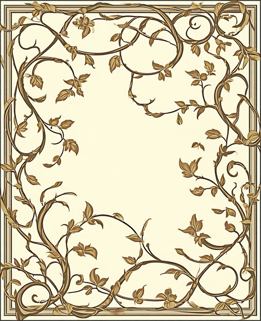 Vintage Floral Vine Scrollwork Design Rug