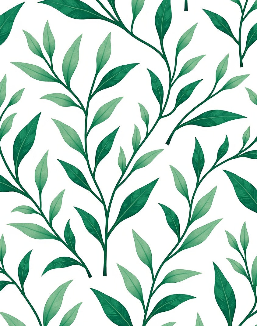 Various Dark Green Leafy Tendrils Rug