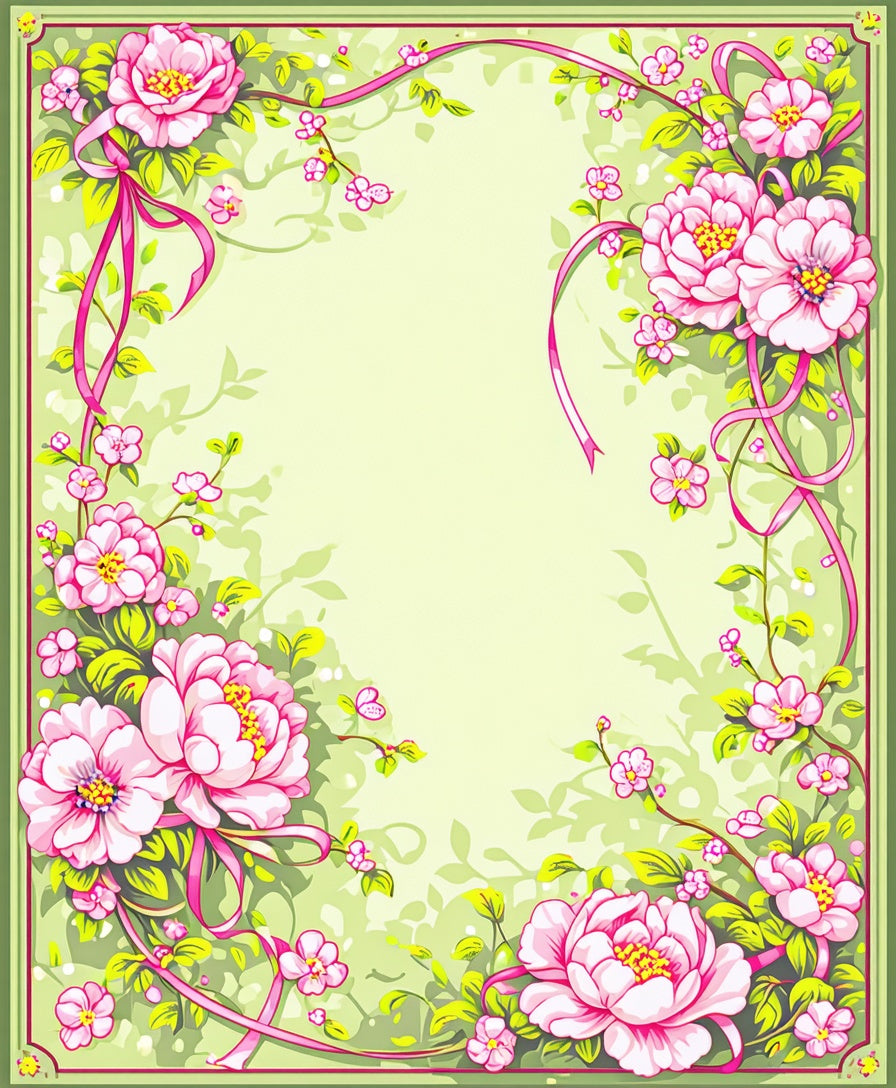 Peony Floral Ribbon Design Rug