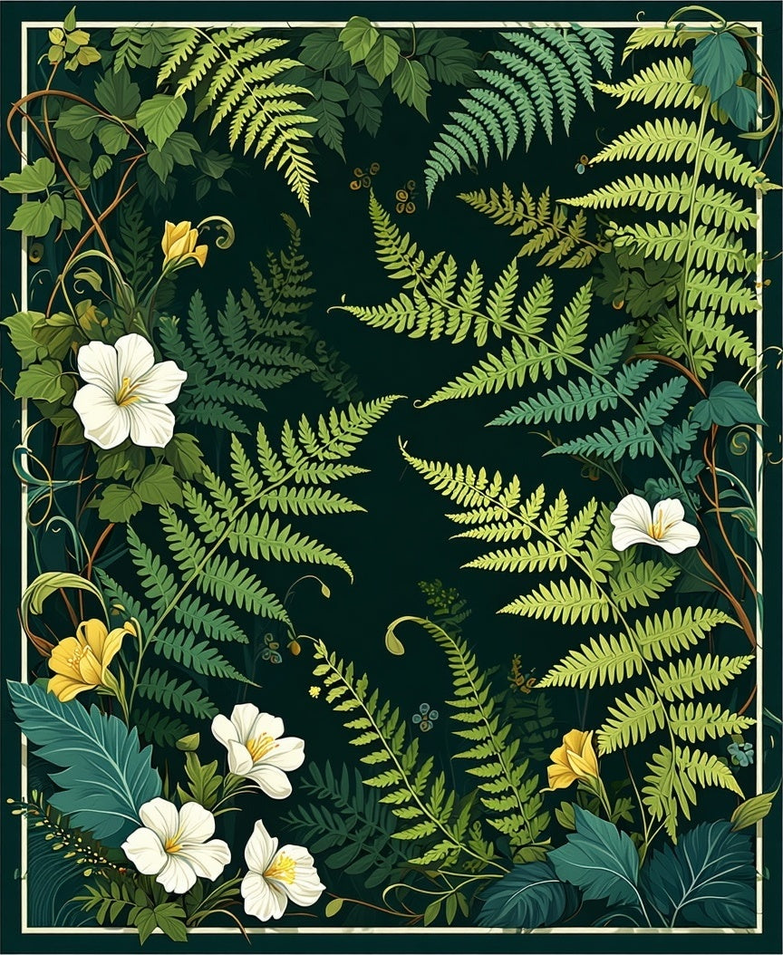 Lush Greenery With White Flower Accents Rug