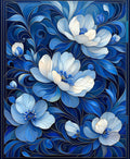 Elegant Blue Floral Swirl Design Rug