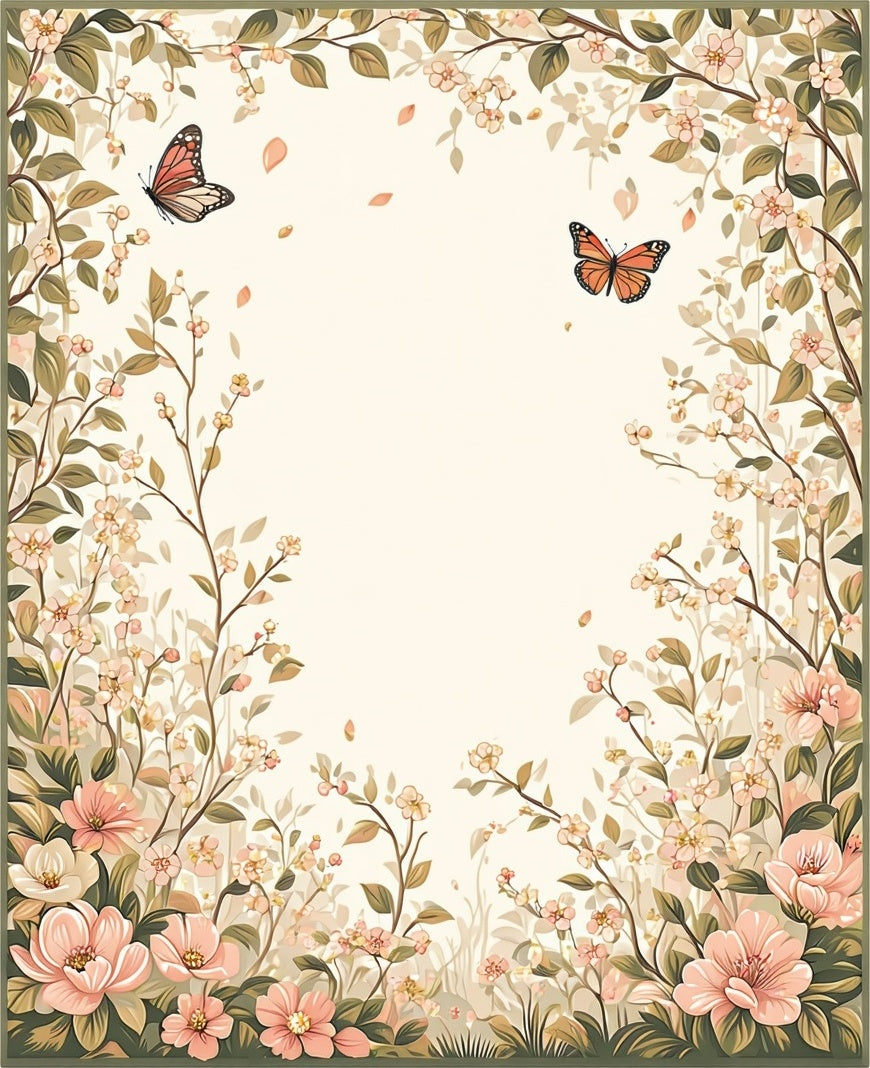Floral Butterflies Botanical Garden Design Rug
