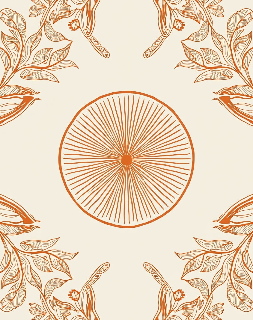 Delicate Sunburst And Botanical Pattern Rug